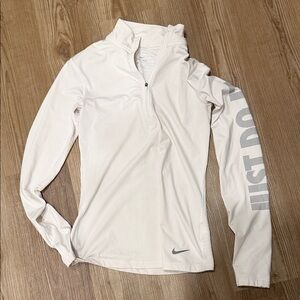 Nike White Quarter-Zip Long Sleeve Performance Top
